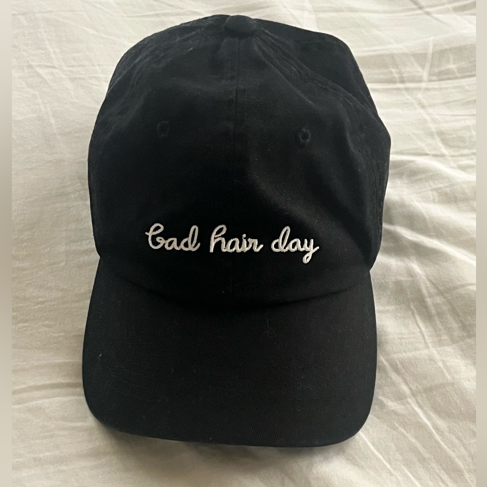 Black 'Bad Hair Day' Women’s Embroidered Baseball Cap NWOT Lounge Neutral